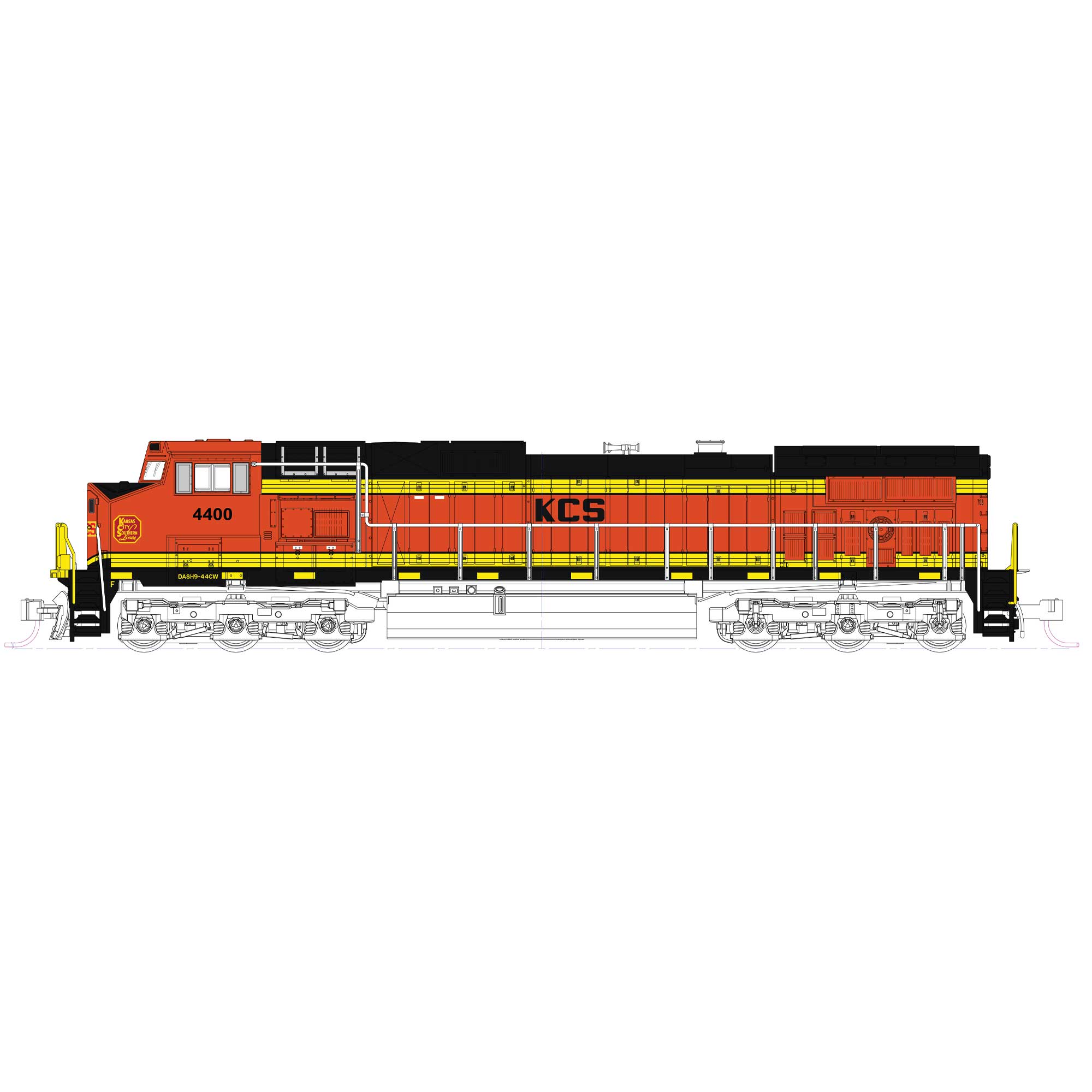 N C44-9W Locomotive, KCS (ex BNSF) #4400 w/ Pre-Installed DCC