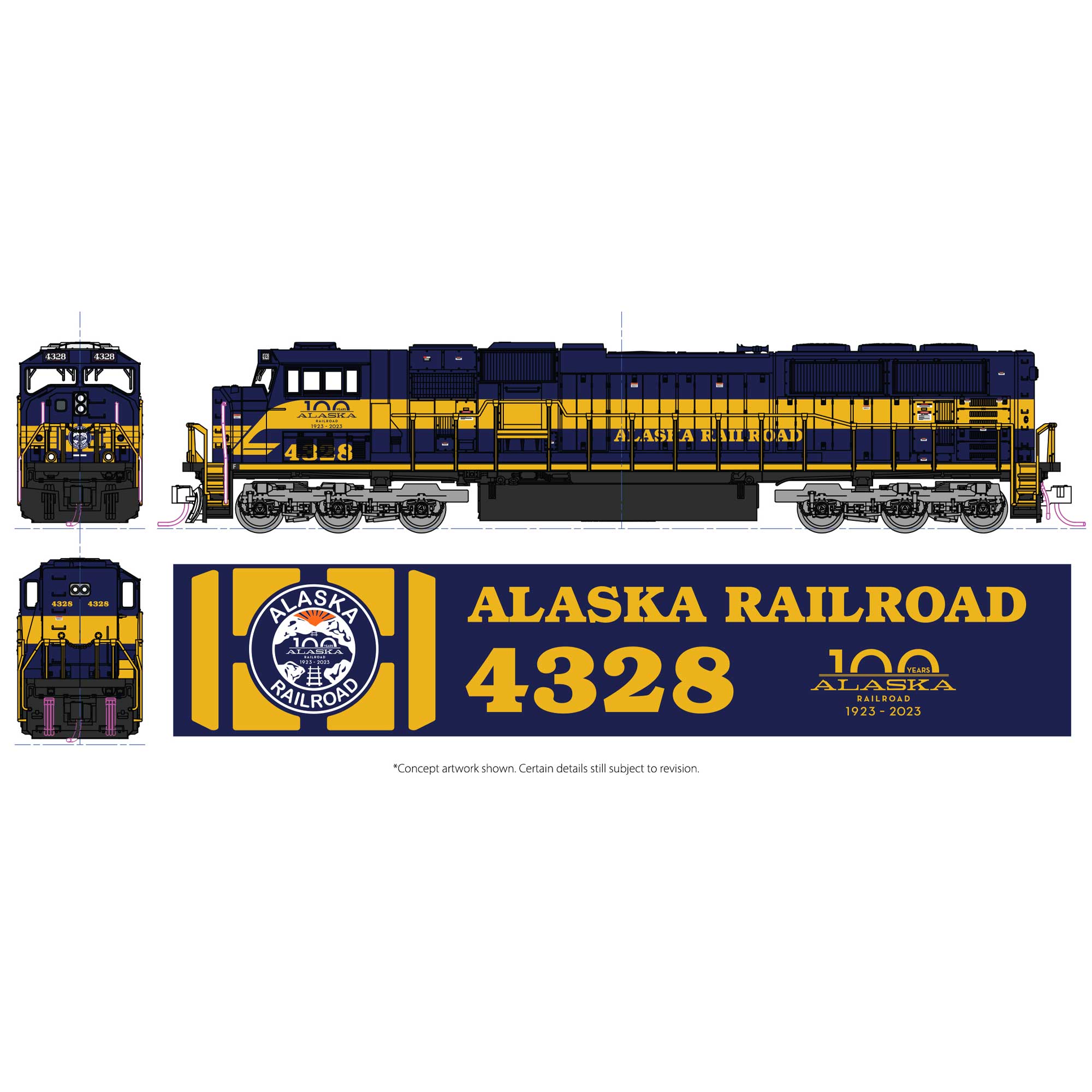 (N) SD70MAC Alaska Railroad (100 Year Anniversary Paint Scheme) #4328 w/ Preinstalled DCC