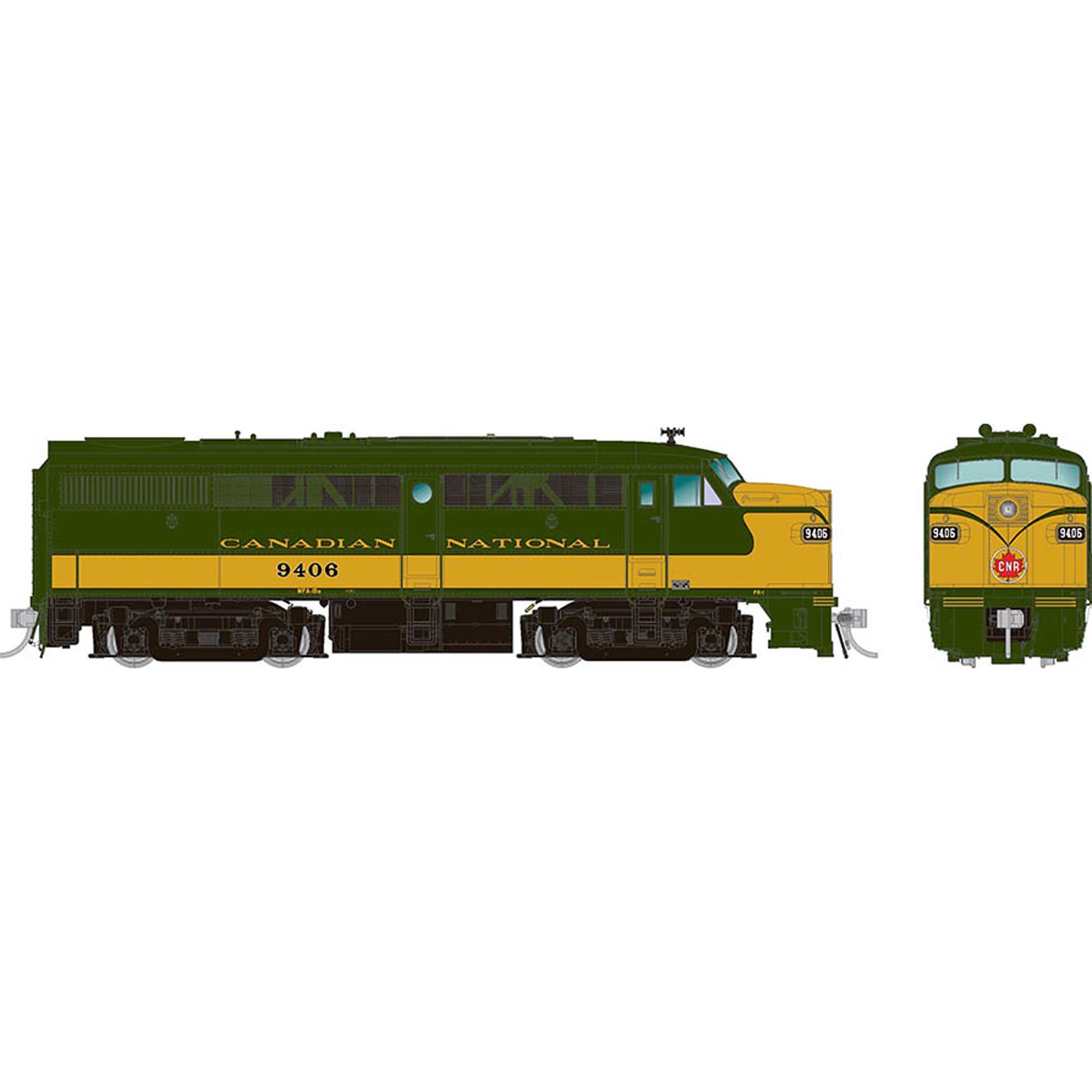 HO ALCo FA-1 DC/Silent CN Green/Yellow Scheme 9403