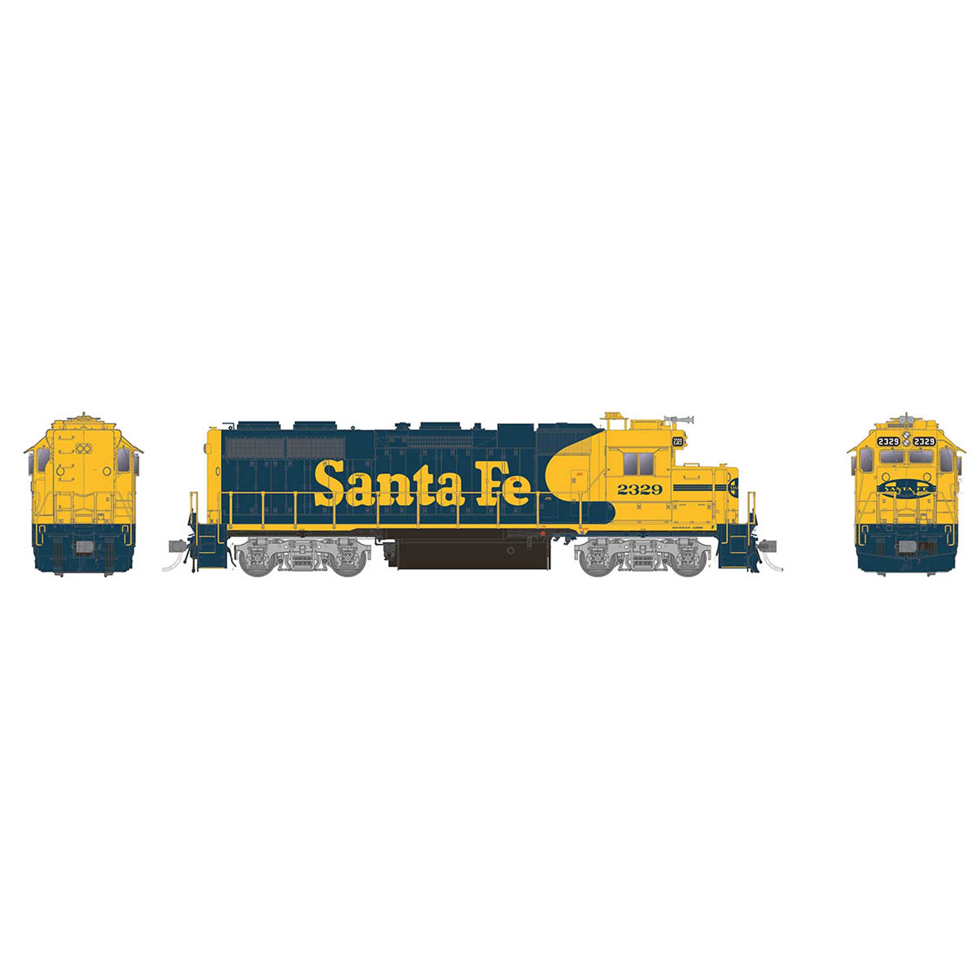 HO EMD GP38 DC Locomotive SF Yellow #2329